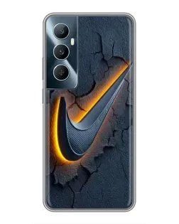 Чехол для Realme C65 с картинкой «Объемный логотип Найк»