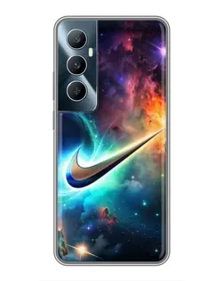 Чехол для Realme C65 с картинкой «Космический Nike Swoosh»