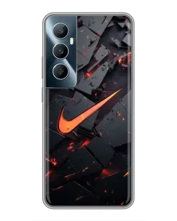 Чехол для Realme C65 с картинкой «Nike — эффект разломов»