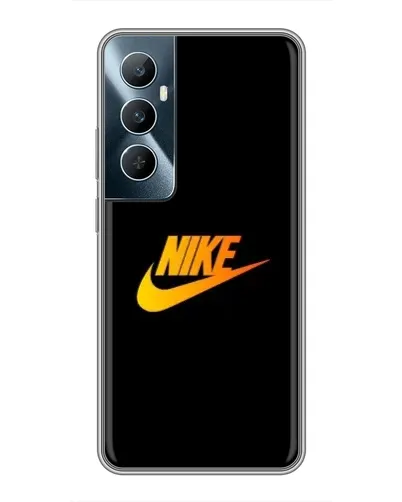 Чехол для Realme C65 с картинкой «Золотой логотип Nike»