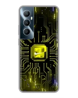 Чехол для Realme C65 с картинкой «Nike — золотая искра»