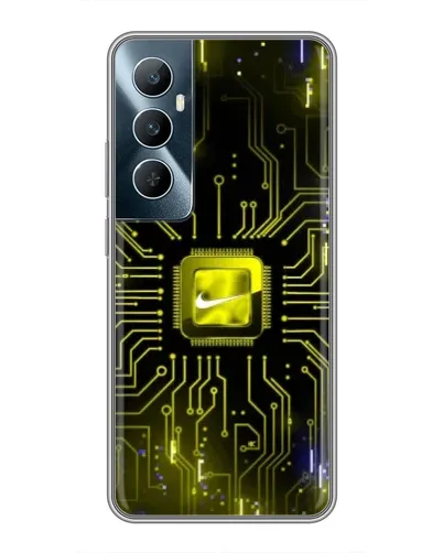 Чехол для Realme C65 с картинкой «Nike — золотая искра»