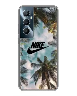 Чехол для Realme C65 с картинкой «Тропический принт Nike»