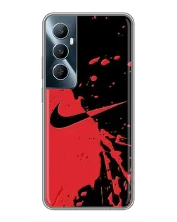 Чехол для Realme C65 с картинкой «Красные брызги Nike»