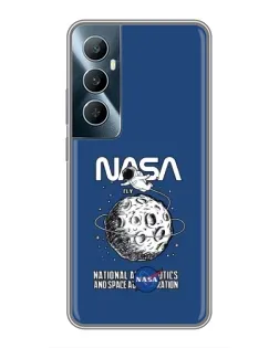 Чехол для Realme C65 с картинкой «NASA — лунная миссия»