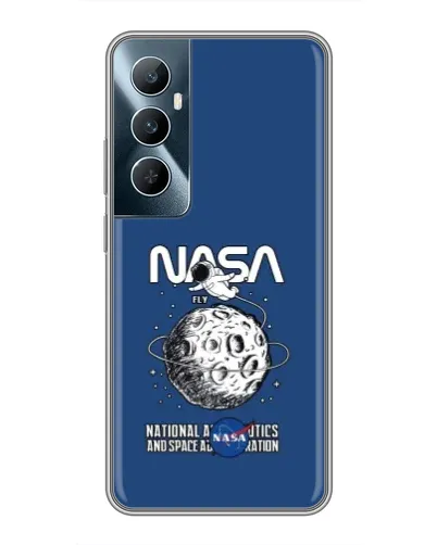 Чехол для Realme C65 с картинкой «NASA — лунная миссия»