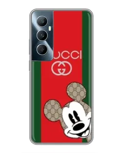 Чехол для Realme C65 с картинкой «Gucci — полосы и Микки»