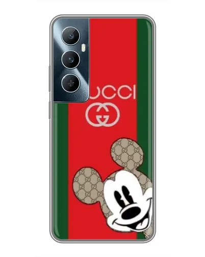 Чехол для Realme C65 с картинкой «Gucci — полосы и Микки»