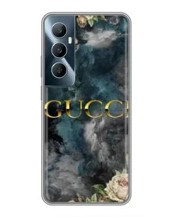 Чехол для Realme C65 с картинкой «Абстрактные цветы Gucci»