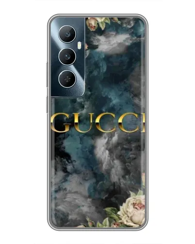 Чехол для Realme C65 с картинкой «Абстрактные цветы Gucci»