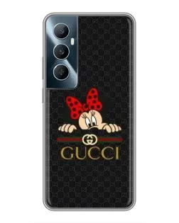 Чехол для Realme C65 с картинкой «Минни Маус Gucci — черный»
