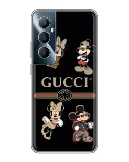 Чехол для Realme C65 с картинкой «Gucci — герои Disney и монограмма»