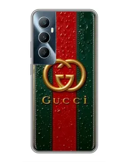 Чехол для Realme C65 с картинкой «Gucci — фирменная полоса и золото»