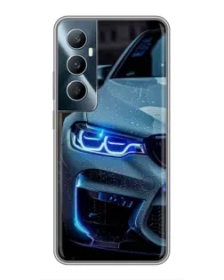 Чехол для Realme C65 с картинкой «Взгляд BMW с синими фарами»