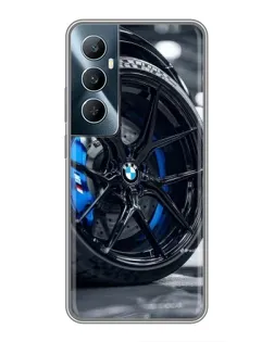 Чехол для Realme C65 с картинкой «Колесо BMW вблизи»