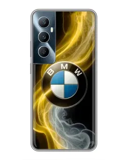 Чехол для Realme C65 с картинкой «Золотистый дым BMW»