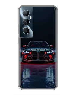 Чехол для Realme C65 с картинкой «BMW на мокрой дороге»