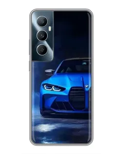 Чехол для Realme C65 с картинкой «Голубая BMW M4»