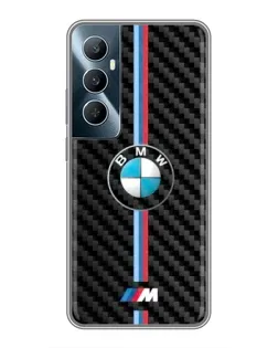 Чехол для Realme C65 с картинкой «Эмблема BMW и карбон»