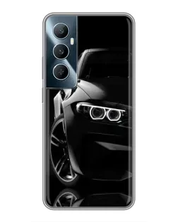 Чехол для Realme C65 с картинкой «Черная BMW — профиль»