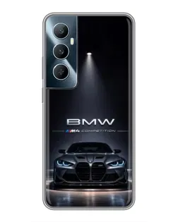 Чехол для Realme C65 с картинкой «BMW сквозь ночной город»