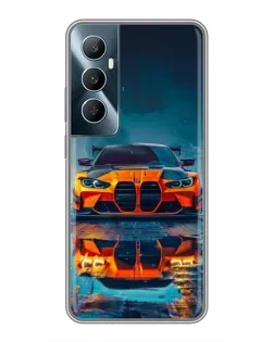 Чехол для Realme C65 с картинкой «BMW — золотая эмблема»