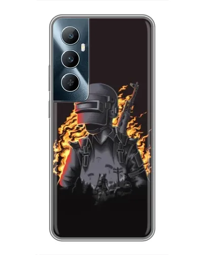 Чохол для Realme C65 з картинкою «PUBG — вогняний силует»