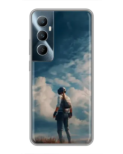 Чохол для Realme C65 з картинкою «Герой PUBG на скелі»