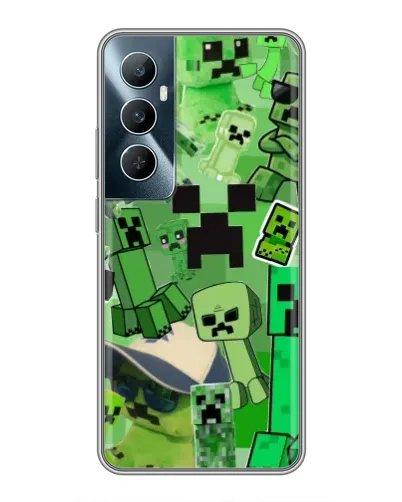 Чохол для Realme C65 з картинкою «Кріпери Minecraft»