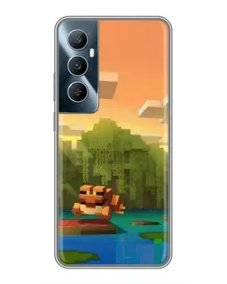 Чохол для Realme C65 з картинкою «Майнкрафт захід сонця»
