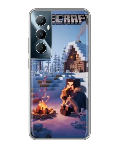 Чохол для Realme C65 з картинкою «Зимовий Minecraft»