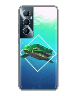Чехол для Realme C65 с картинкой «Черепаха Minecraft»