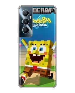 Чехол для Realme C65 с картинкой «Губка Боб Minecraft»