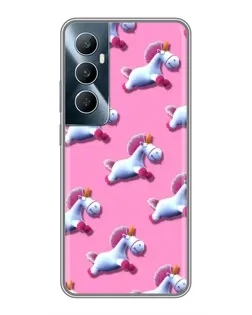 Чехол для Realme C65 с картинкой «Единороги на розовом»