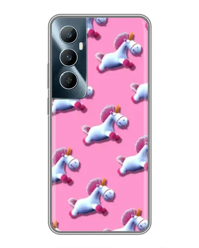 Чехол для Realme C65 с картинкой «Единороги на розовом»