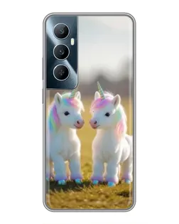 Чехол для Realme C65 с картинкой «Пара единорогов»