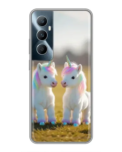 Чехол для Realme C65 с картинкой «Пара единорогов»