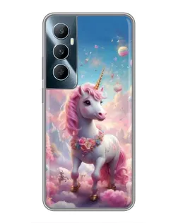 Чехол для Realme C65 с картинкой «Единорог среди облаков»