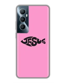 Чехол для Realme C65 с картинкой «Розовый символ  Jesus»