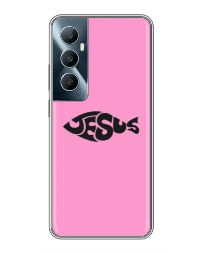 Чехол для Realme C65 с картинкой «Розовый символ  Jesus»