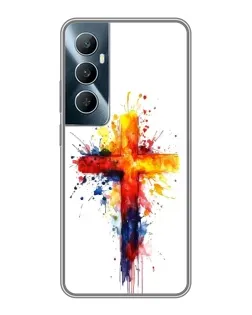 Чехол для Realme C65 с картинкой «Акварельный крест»