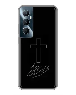 Чехол для Realme C65 с картинкой «Графический крест Jesus»