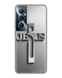 Чехол для Realme C65 с картинкой «Металлический крест Jesus»