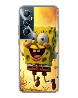 Чехол для Realme C65 с картинкой «Губка Боб прыгает»