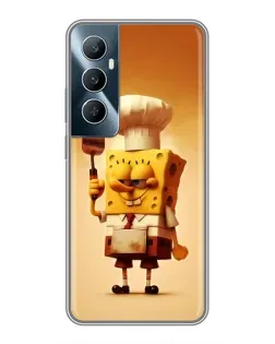 Чехол для Realme C65 с картинкой «Губка Боб повар»