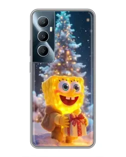 Чехол для Realme C65 с картинкой «Рождественский Спанч Боб»