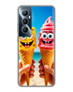 Чехол для Realme C65 с картинкой «Спанч Боб мороженое»