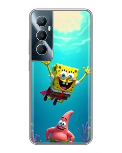 Чехол для Realme C65 с картинкой «Спанч Боб под водой»