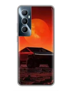 Чехол для Realme C65 с картинкой «Cybertruck на Марсе»