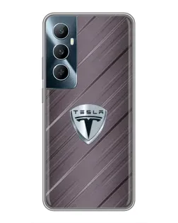 Чехол для Realme C65 с картинкой «Металлическая текстура Tesla»